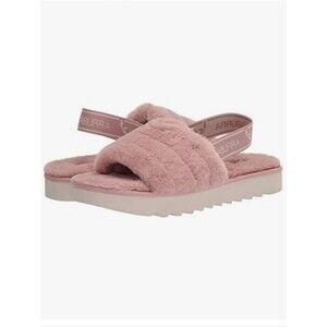 NWOT UGG Fuzz'n Faux-Fur Slide Sandals In Dusty Rose Pink